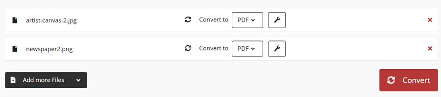 Cloudconvert PDF conversion process, step 2