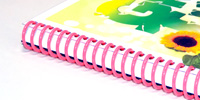 Pink spiral binding for custom booklets