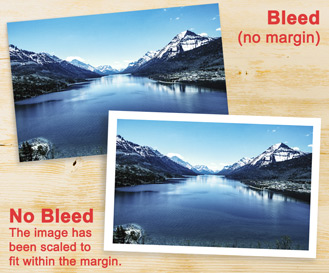 Bleeds are when your print content extends to the edge of the finished sheet.