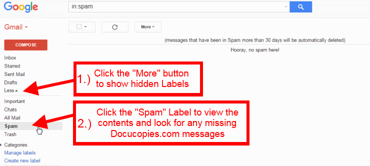 how to find spam folder in gmail