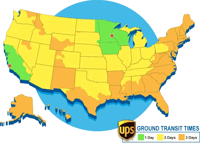 UPS Ground delivery map