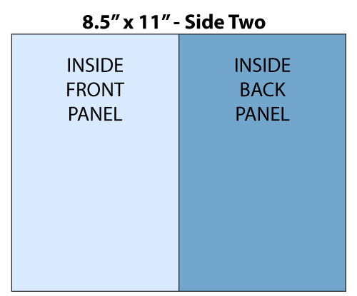Panel layout diagram for bi-fold brochures, side two