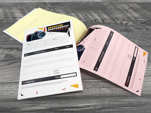 NCR forms for receipts and invoices