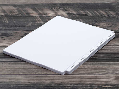 Binder divider sheets