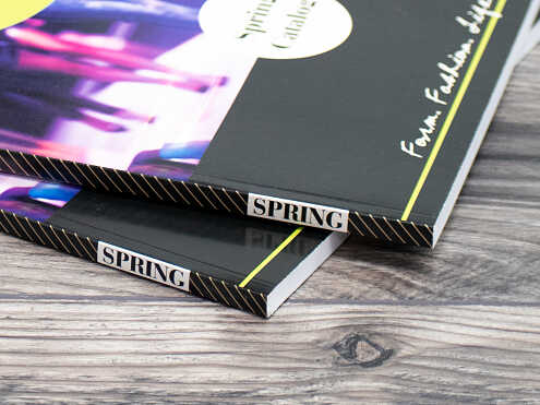 Perfect bound books printed on the spine