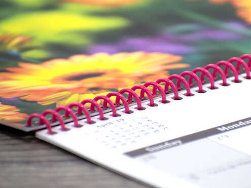 Spiral Bound Calendars Close Up